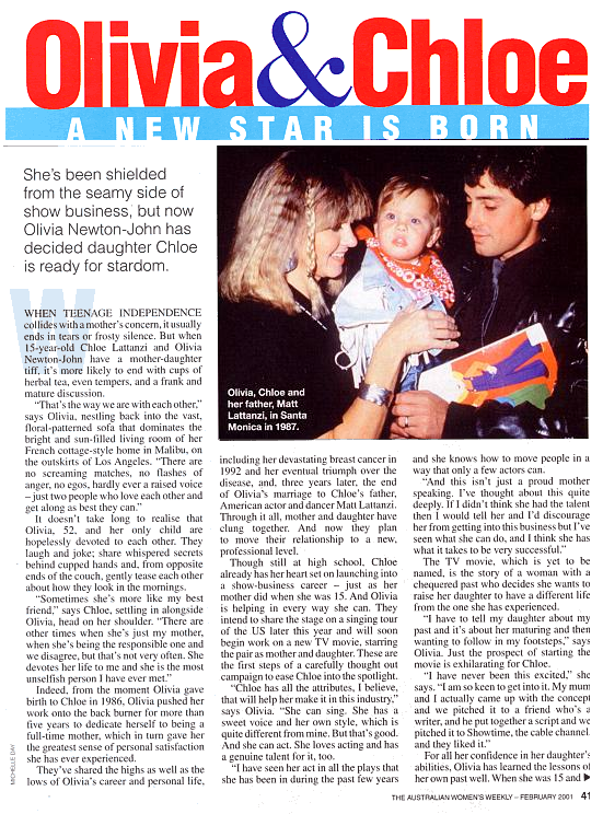 Olivia and Chloe a new star is born - Australian Women's Weekly