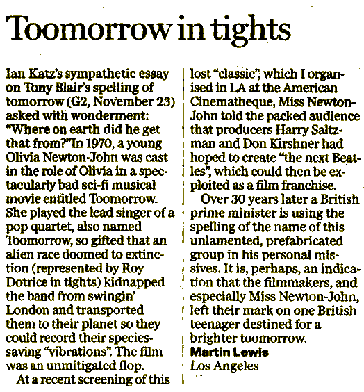 Toomorrow in tights - The Guardian