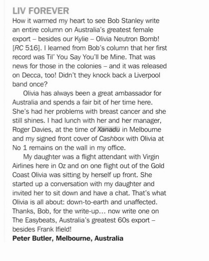 Letter about ONJ - Record Collector
