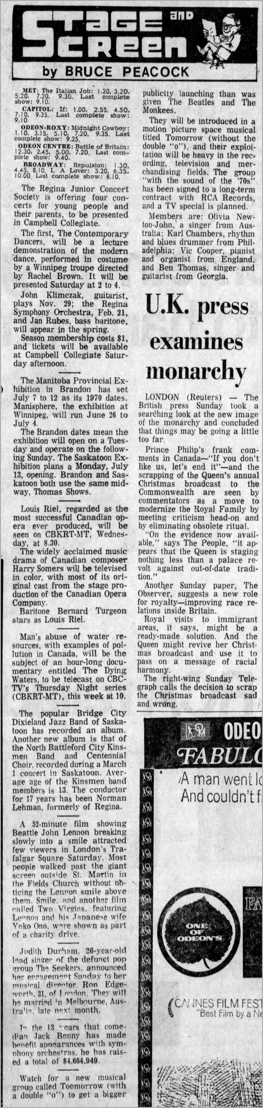 Leader Post, Olivia Newton-John