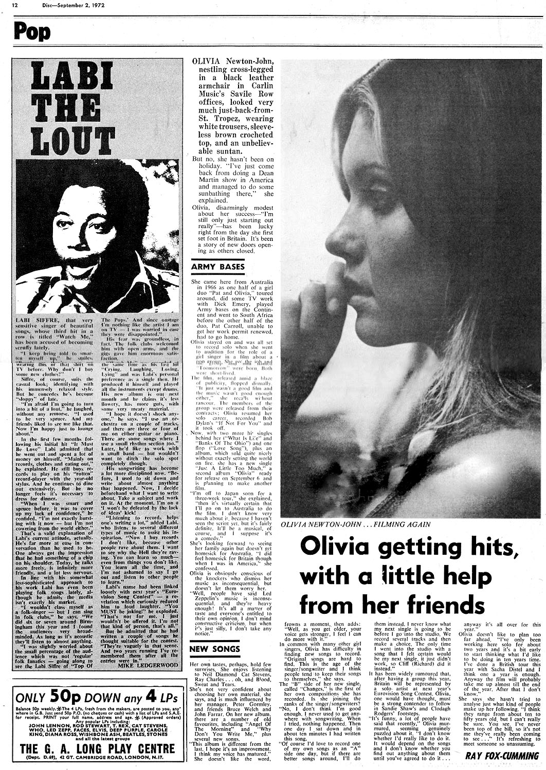 Olivia getting hits with a little help form her friends - nice interview - Disc