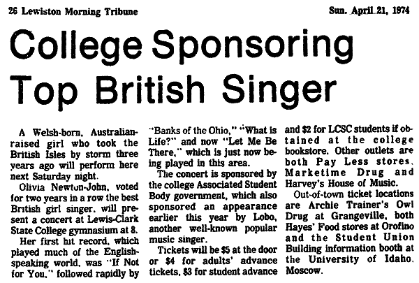 College Sponsoring Olivia concert - Lewiston Morning Tribune