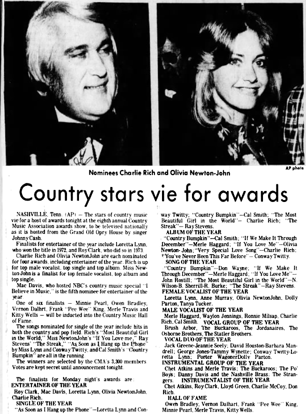 Country stars view for awards - The Journal News