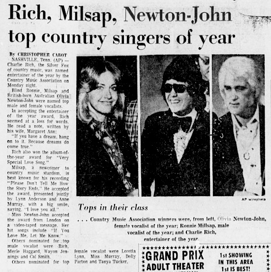 Rich, Milsap, Newton-John top country singers of the year - San Bernardino Sun