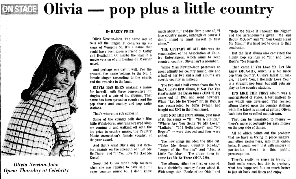 Olivia - pop plus a little country - The Arizona Republic