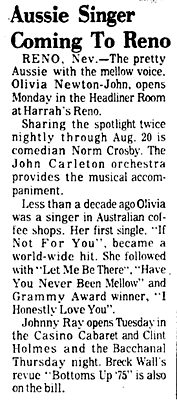 Aussie singer coming to Reno (11-20 August) - Santa Cruz Sentinel