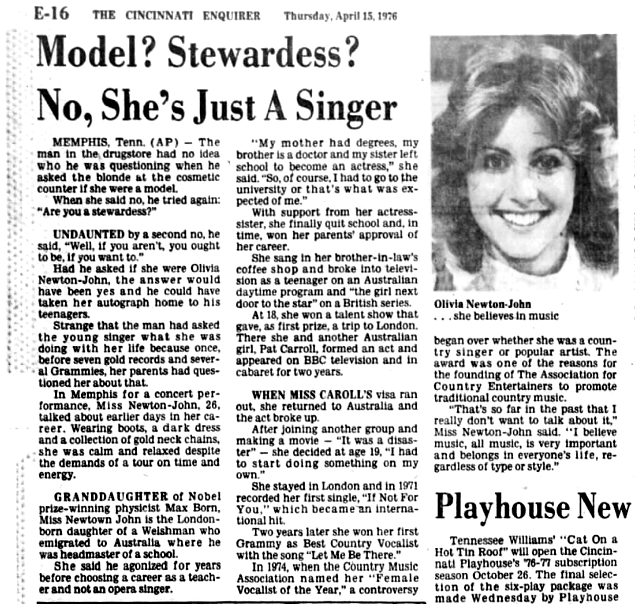 She's Just a Singer - Cincinnati Enquirer