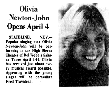 Olivia opens April 4th to 10th (Sahara, Tahoe, NV) - Santa Cruz Sentinel