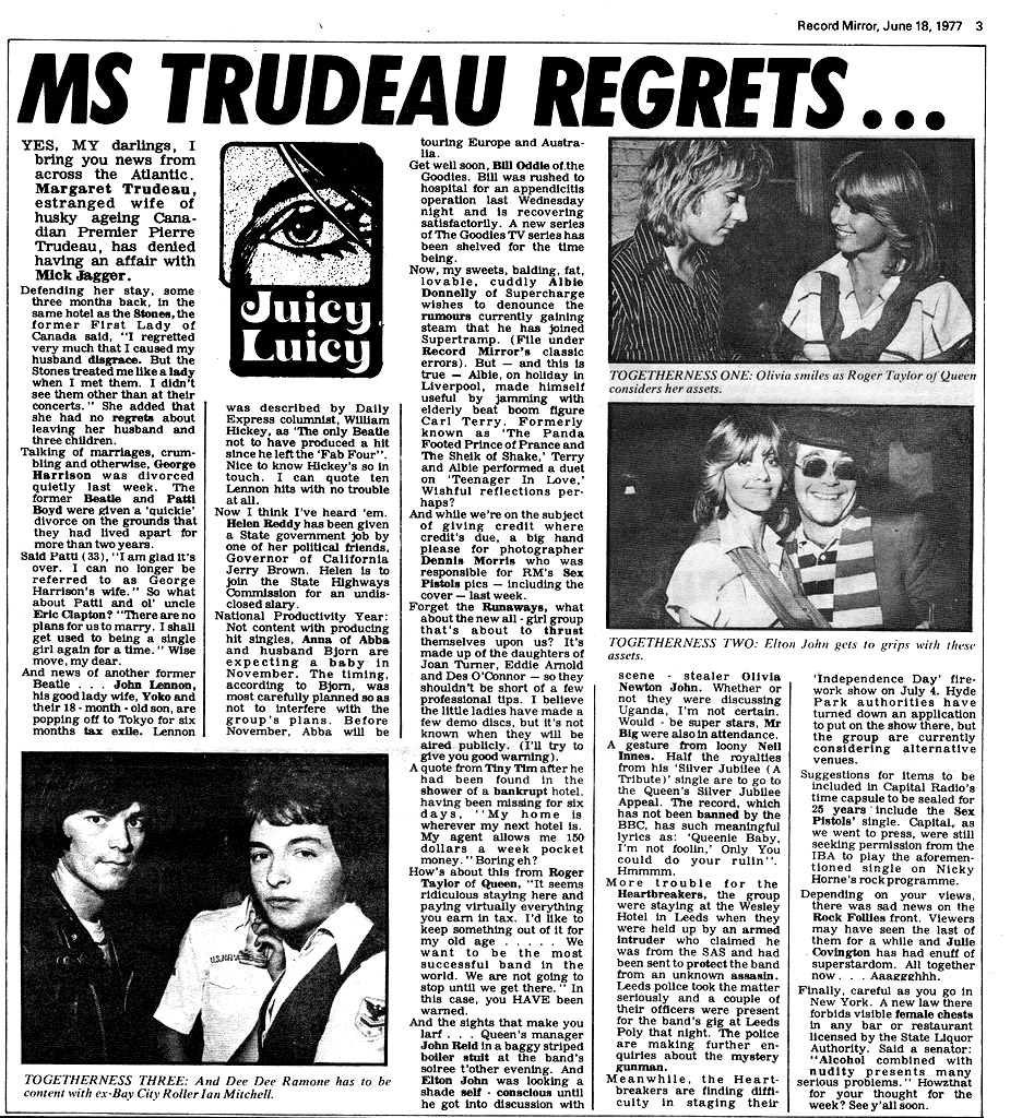 Olivia with other stars at Silver Jubilee - Record Mirror