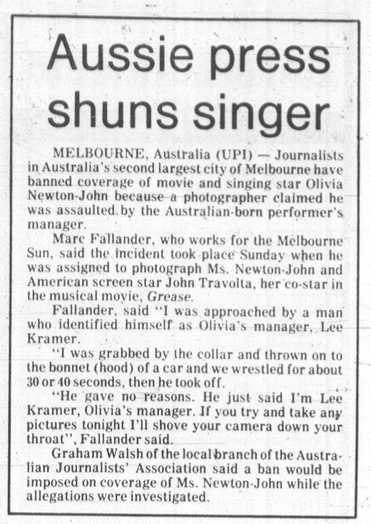 Aussie Press Shuns Singer - Victoria Times