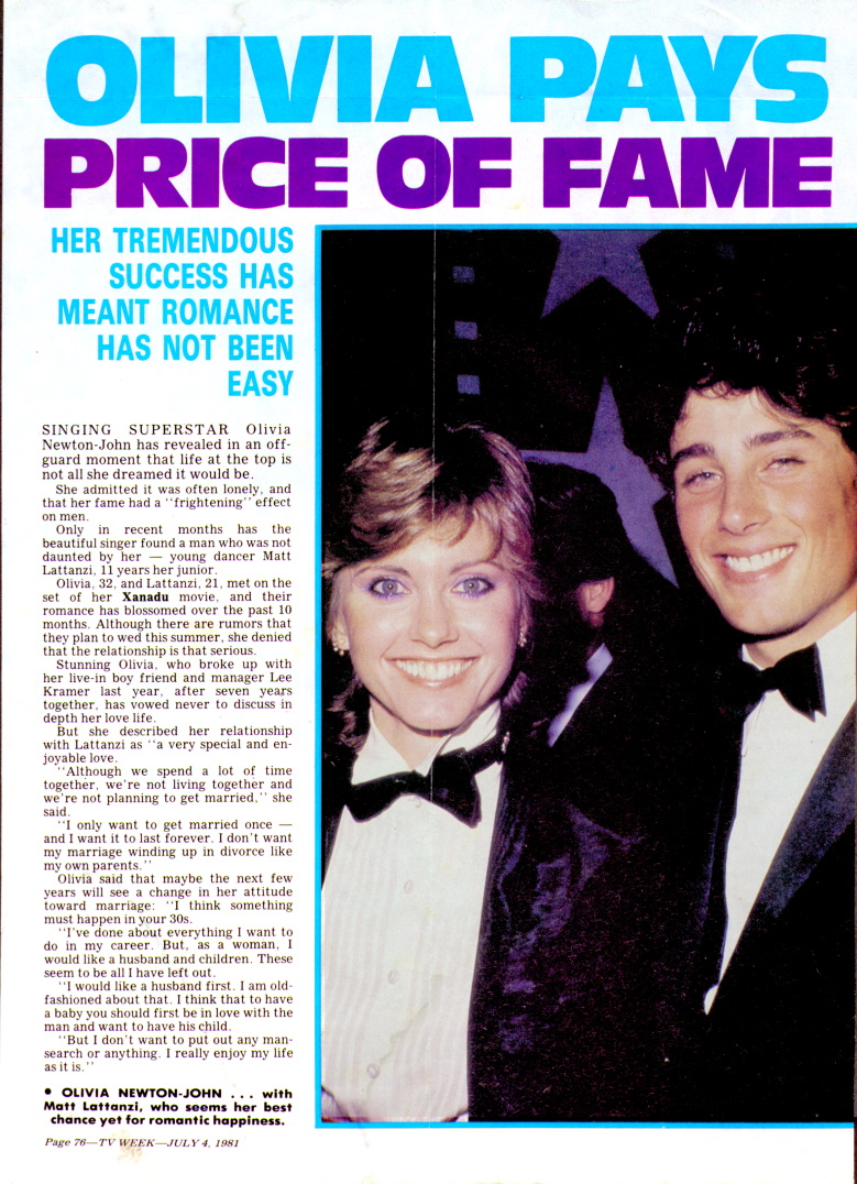 Olivia Pays the Price Of Fame - TV Week