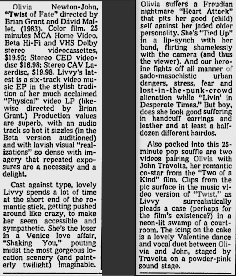 Twist Of Fate videogram review  - Youngstown Vindicator