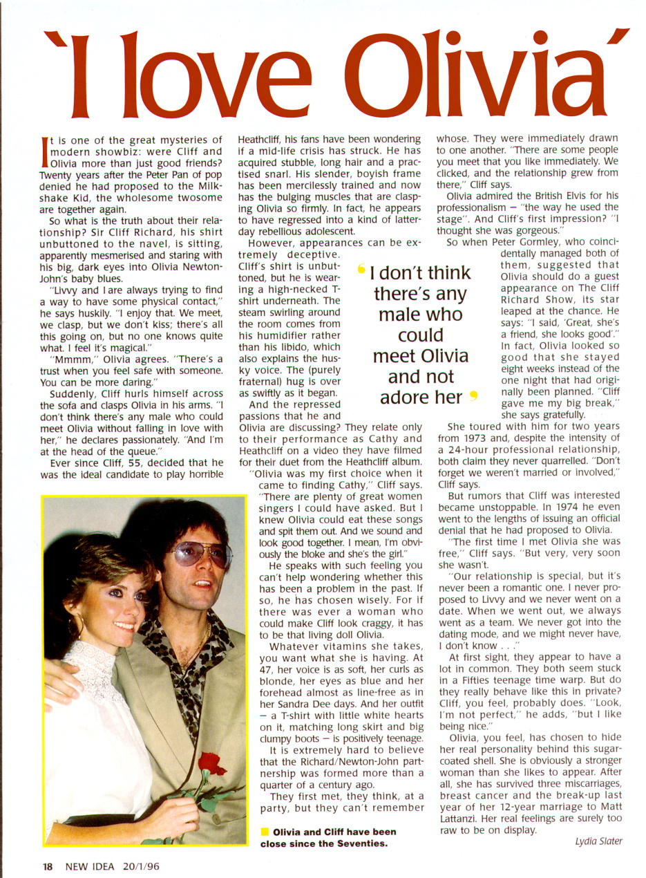 I love Olivia says Cliff - New Idea