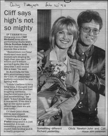 Cliff and Olivia performing together - Telegraph