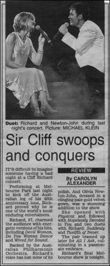 Cliff and Olivia perform in Melbourne- Herald