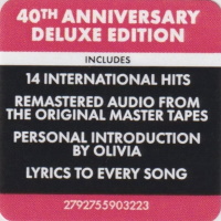 Olivia's Greatest Hits Vol 2 CD Deluxe Edition, the sticker on the cellophane wrapper