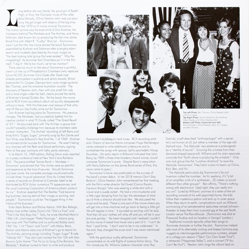 2021 Toomorrow reissue LP liner sheet front