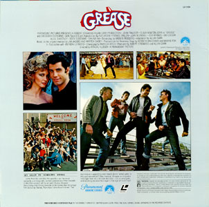 Grease laserdisc back cover